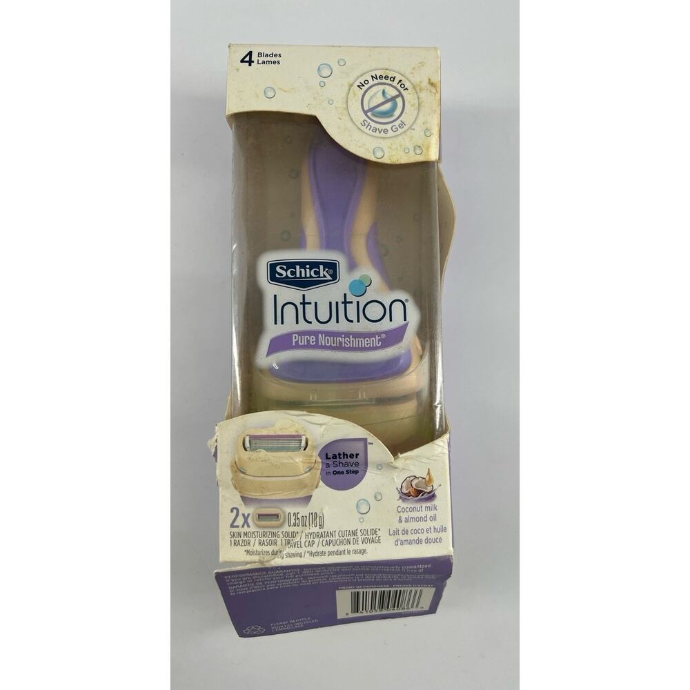 Schick Intuition Pure Nourishment Razor Handle + 2 Cartridges Coconut Milk New